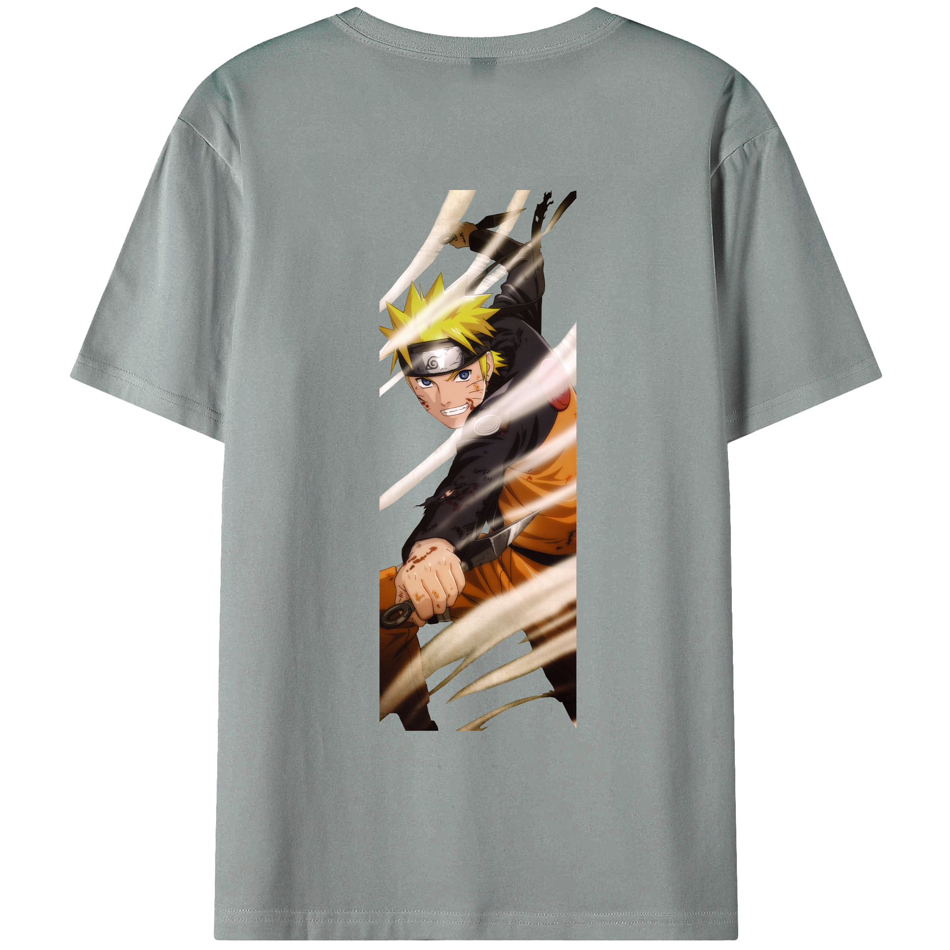 （画像用） NARUTO -ナルト- うずまき ナルト Uzumaki Naruto 綿100％ メンズ半袖Tシャツ（バックプリント） 通気性